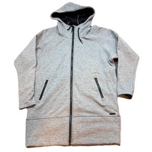 Athleta Jacket Womens Small CYA Stronger Hoodie Full Zip Long Line Grey Stretch